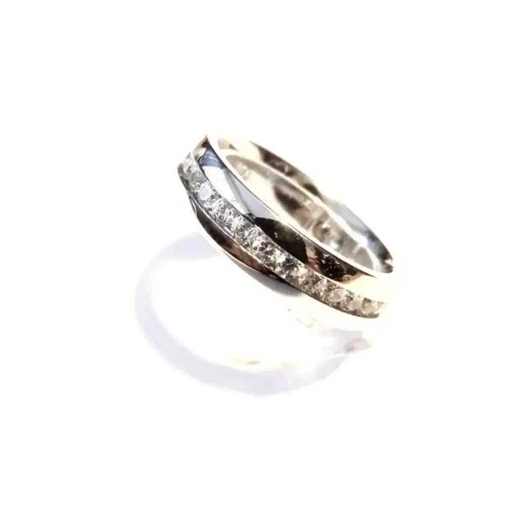 New stainless steel‎ CZ ring size 5